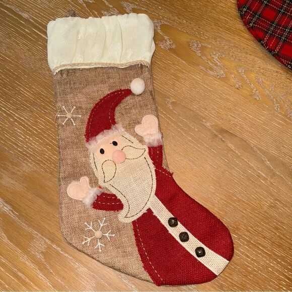 Burlap Santa Christmas Stocking - Picture 2 of 6